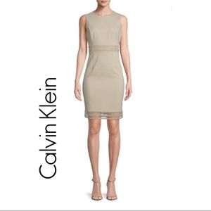 Calvin Klein Sheath Lace-Trimmed Sleeveless Dress